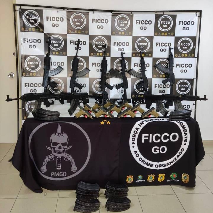 Armas apreendidas pela PF em operação conjunta com a PM de Goiás