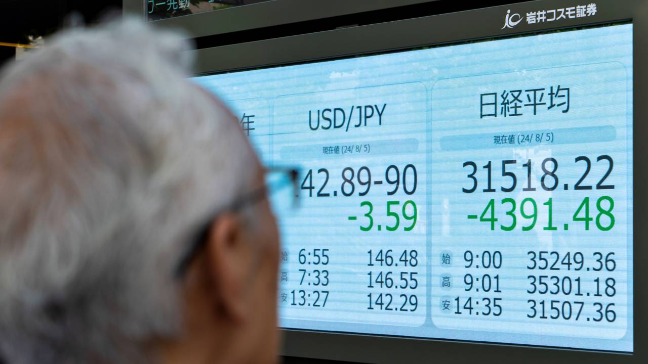 SUSTO - Painel da bolsa de Tóquio: um dia de queda histórica