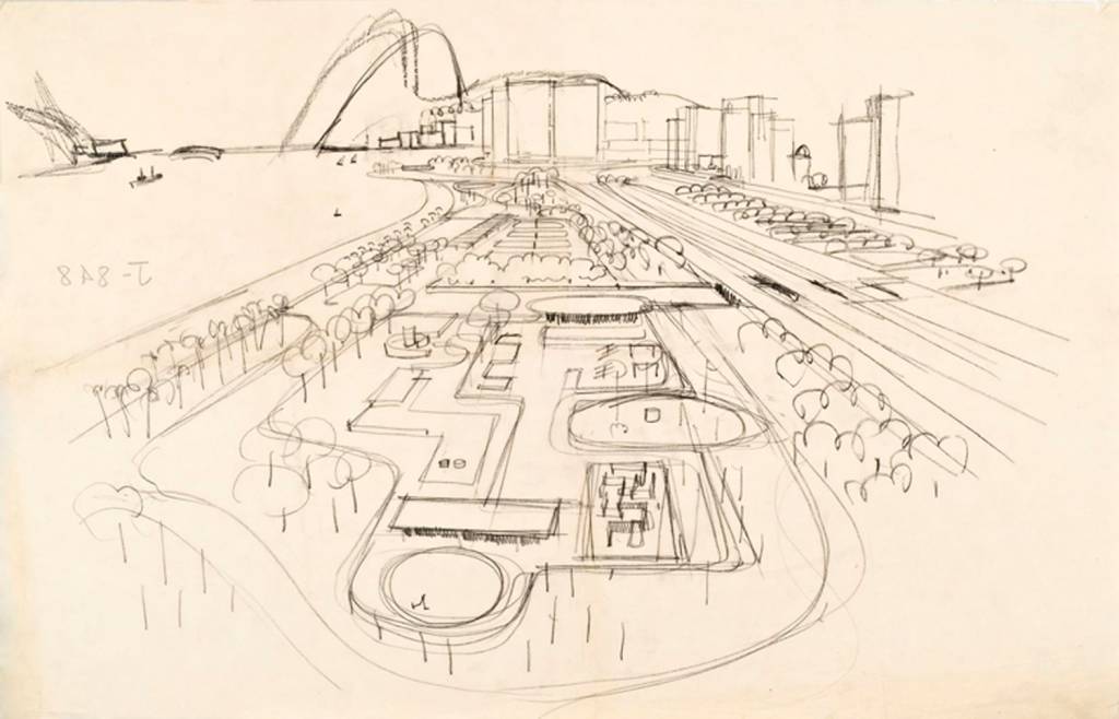 Parque-do-Flamengo-Perspectiva_Acervo-BMI.jpg Esboço de Burle Marx: um dos maiores paisagistas do mundo