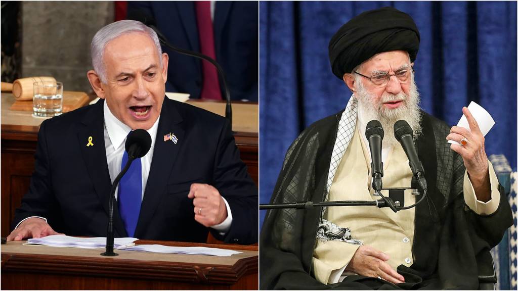 efespsixteen844316.jpg FAÍSCAS - Bibi Netanyahu e Ali Khamenei (à dir.): enfrentamento de inimigos