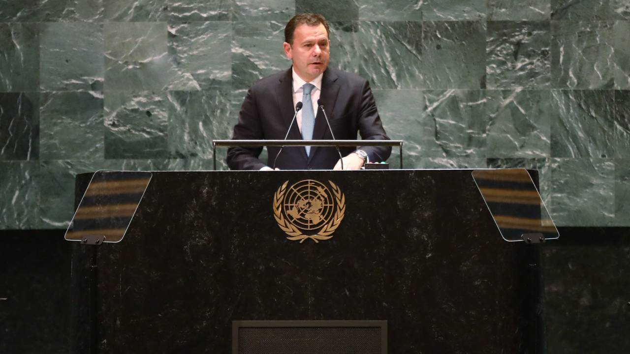 Portuguese Prime Minister Luis Montenegro speaks during the 79th Session of the United Nations General Assembly at the United Nations headquarters in New York City on September 26, 2024. (Photo by Leonardo Munoz / AFP)
