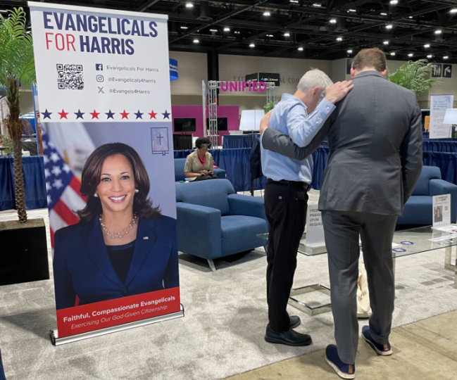 Kamala Harris Evangélicos Grupo de base Evangélicos por Harris teve direito a estande na Convenção Nacional Democrata, que oficializou em agosto a candidatura da vice-presidente dos EUA. -