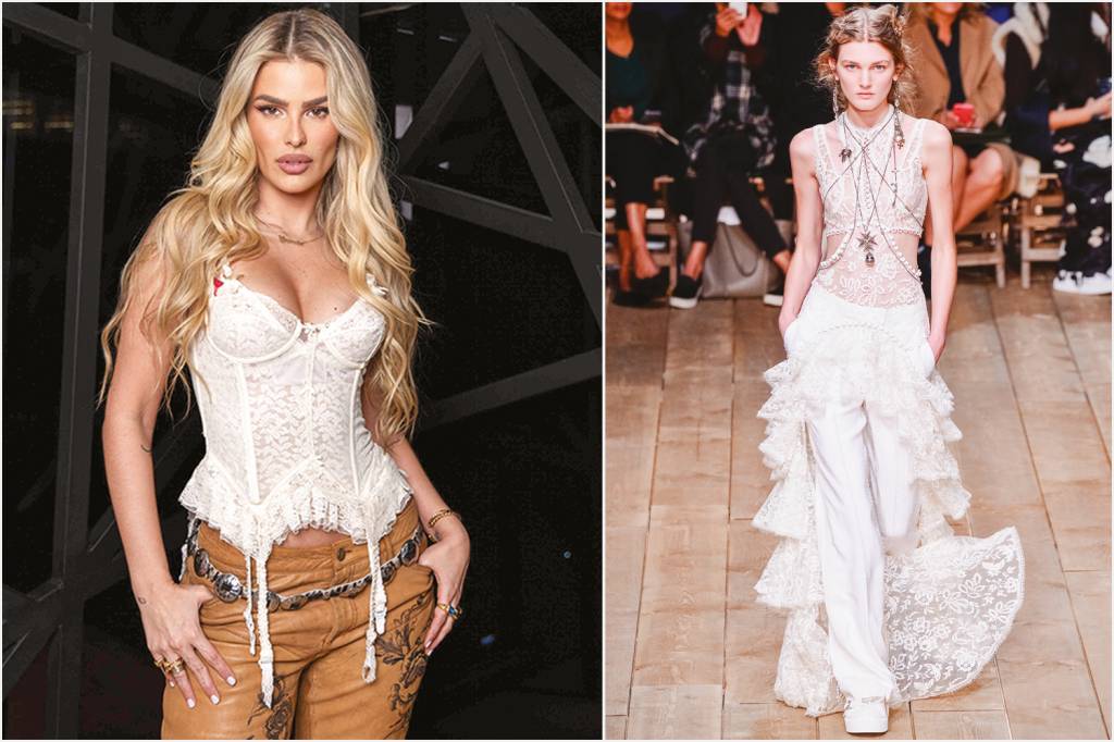 5—446118089_424375790380922_7363516938623324997_n.jpg REFERÊNCIA - Do modelo de Alexander McQueen a Yasmin Brunet (à esq.): inspiração permanente