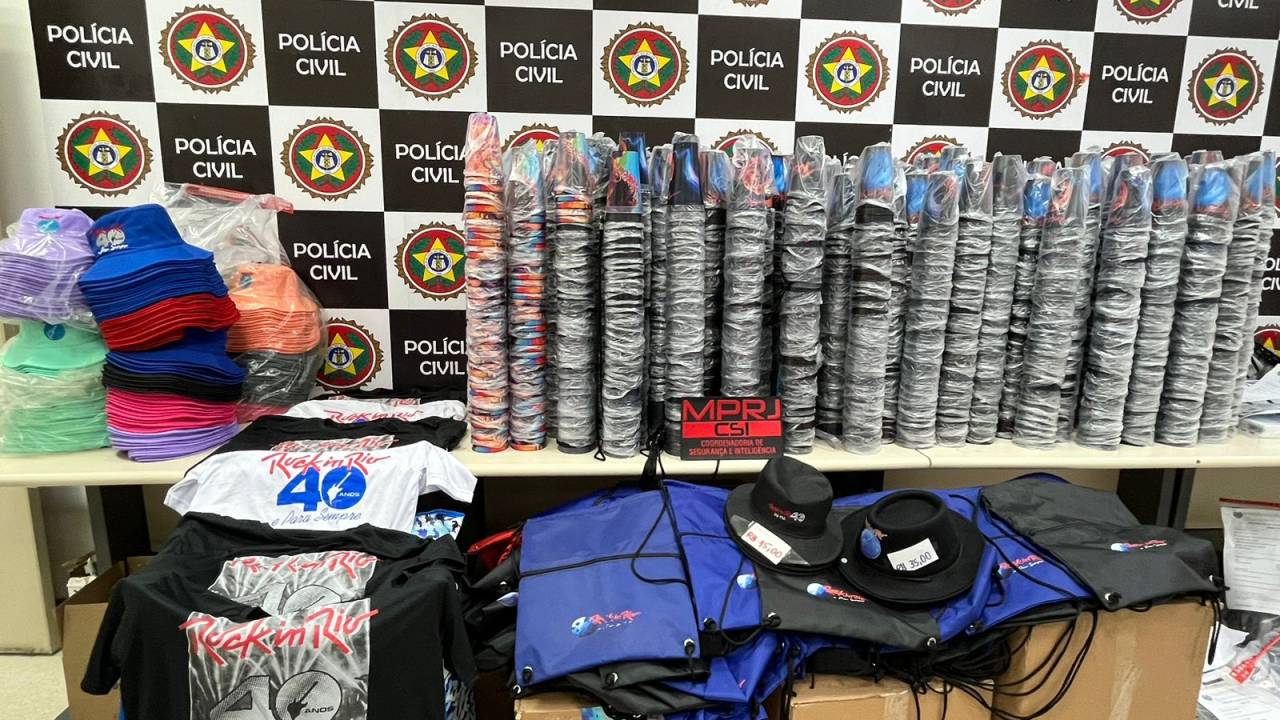 Produtos falsificados com a marca Rock in Rio apreendidos pela polícia