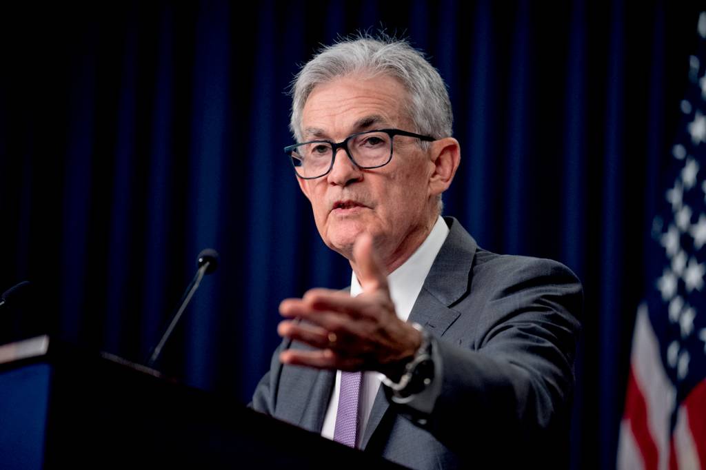 Federal Reserve Chair Powell Holds A News Conference Following The Federal Open Market Committee Meeting FIM DO APERTO - Jerome Powell, presidente do Fed: os juros devem cair
