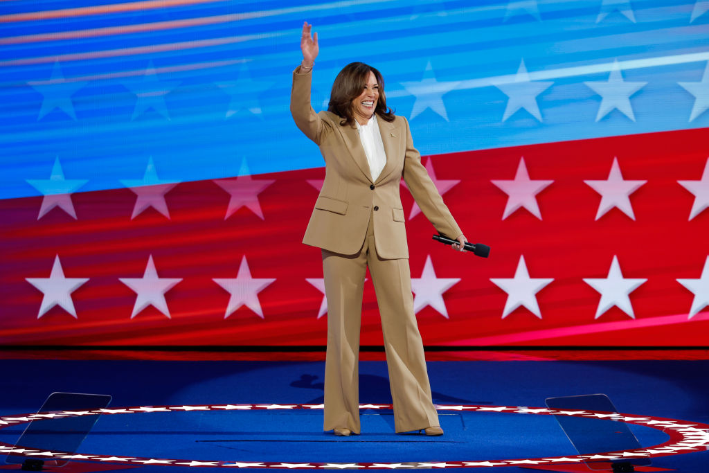 2024 Democratic National Convention: Day 1 CHICAGO, ILLINOIS - AUGUST 19: Democratic presidential candidate, U.S. Vice President Kamala Harris speaks onstage during the first day of the Democratic National Convention at the United Center on August 19, 2024 in Chicago, Illinois. Delegates, politicians, and Democratic party supporters are in Chicago for the convention, concluding with current Vice President Kamala Harris accepting her party's presidential nomination. The DNC takes place from August 19-22. (Photo by Chip Somodevilla/Getty Images)