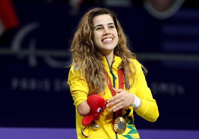 Ana Carolina Moura comemora o seu ouro no taekwondo até 65kg - 30/08/2024 Ana Carolina Moura comemora o seu ouro no taekwondo até 65kg - 30/08/2024