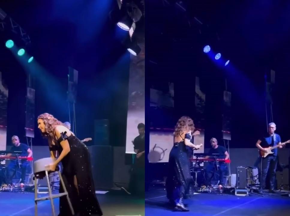 Daniela Mercury arremessa banco de luxo em show