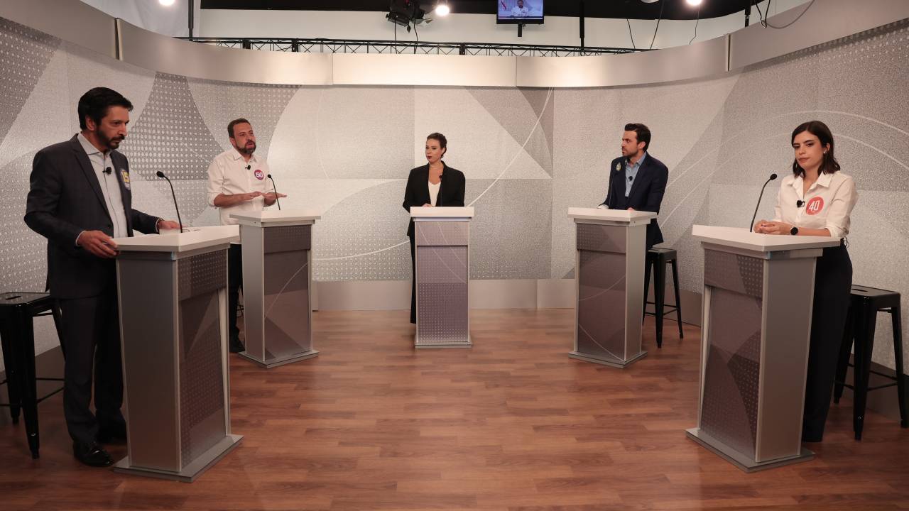 Guilherme Boulos (PSOL), Pablo Marçal (PRTB), Ricardo Nunes (MDB) e Tabata Amaral (PSB)