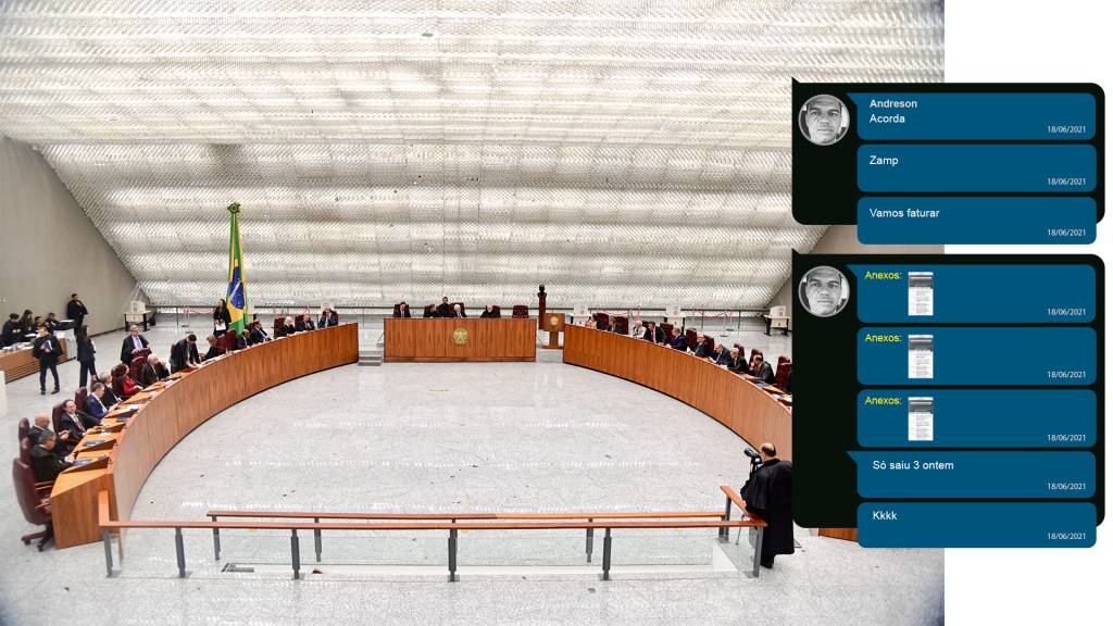 15102024STJPleno110.JPEG “VAMOS FATURAR” - Na mensagem, o lobista comemora o fato de ter conseguido três decisões favoráveis aos interesses da quadrilha e insinua que, com elas, iria ganhar dinheiro. O STJ abriu uma sindicância para apurar o caso, identificou dois servidores envolvidos, já afastou um e afirma que, por enquanto, não há provas de participação de ministros no esquema
