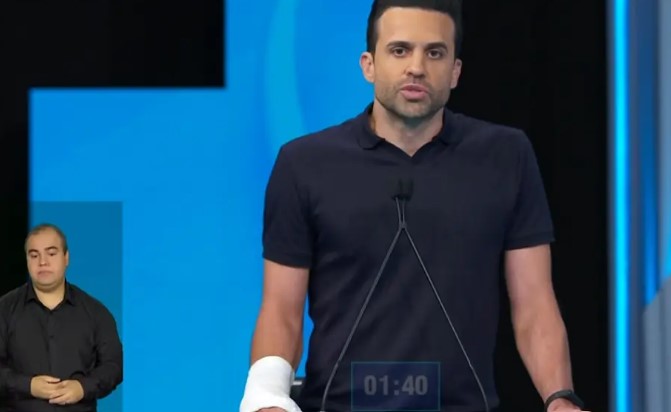 ELEIÇÕES - O candidato do PRTB, Pablo Marçal, no debate da TV Globo, na quinta-feira