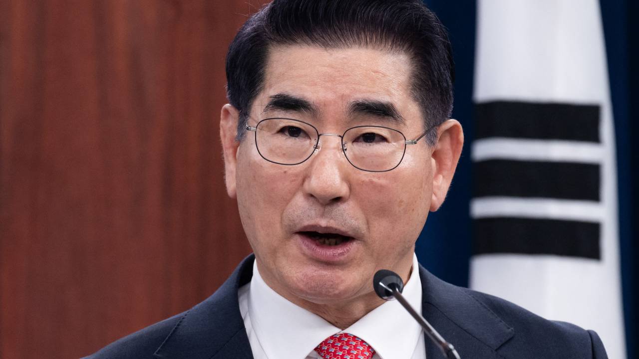 (FILES) South Korean Defense Minister Kim Yong-hyun speaks during a press conference during the US - Republic of Korea (ROK) Security Consultative Meeting at the Pentagon in Washington, DC, October 30, 2024. South Korean Defence Minister Kim Yong-hyun offered to resign on December 4, 2024 over the turmoil caused by the brief imposition of martial law by his close ally President Yoon Suk Yeol. (Photo by SAUL LOEB / AFP)