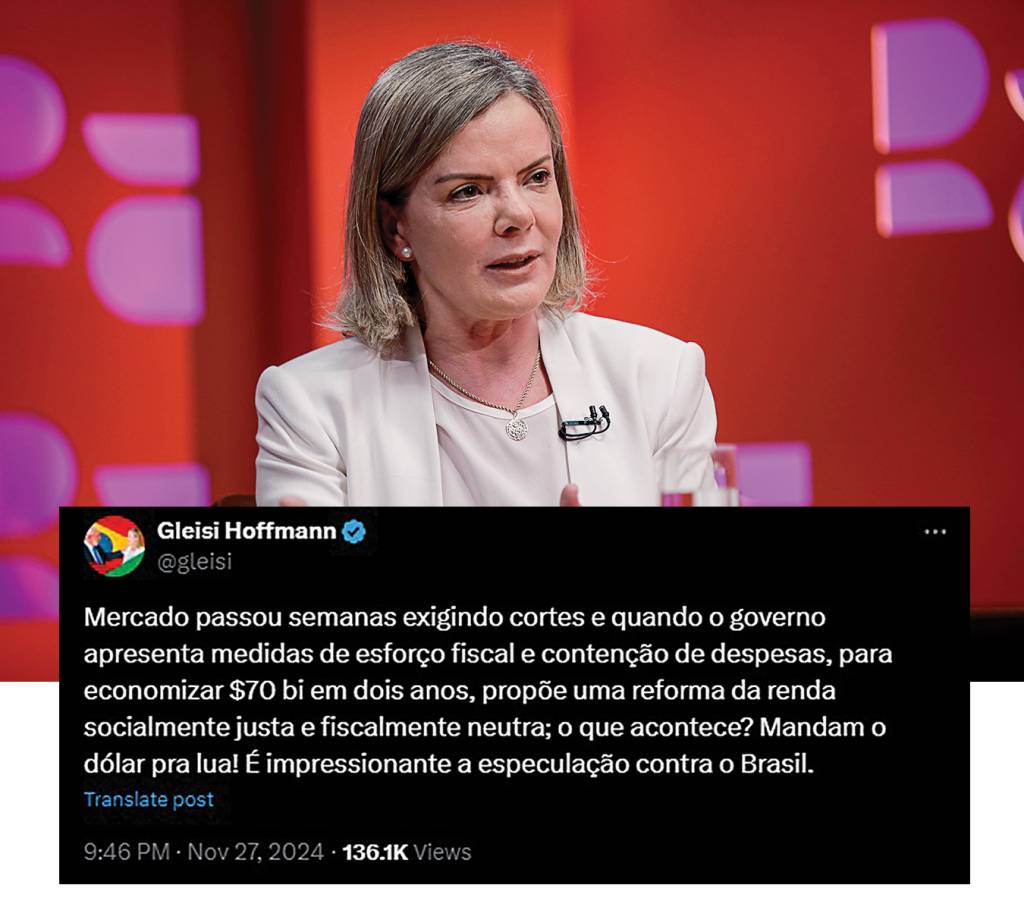 2D-(3)—GLEISI-HOFFMANN-2024-2-b ARTILHARIA - Gleisi Hoffmann: presidente do PT lidera os ataques ao presidente do BC, Campos Neto, e ao mercado, que, segundo ela, agem para sabotar a gestão Lula