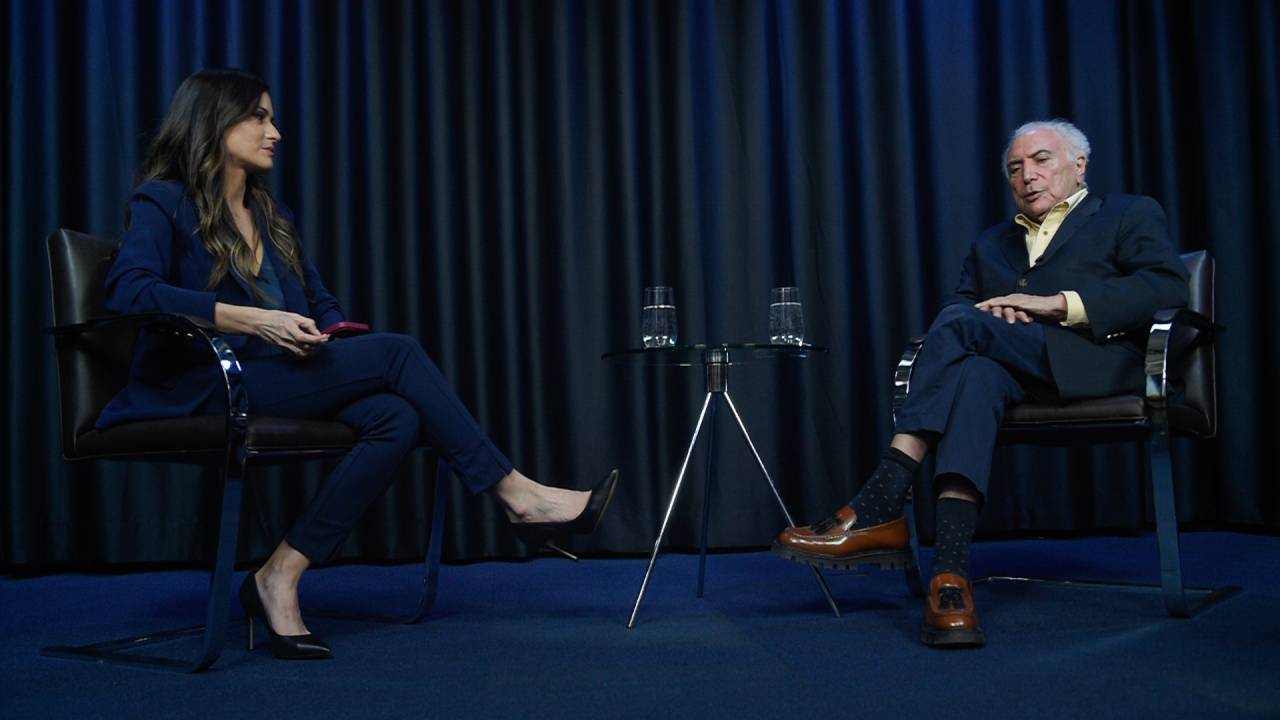 Ex-presidente Michel Temer em entrevista a jornalista Marcela Rahal, no Amarelas On Air