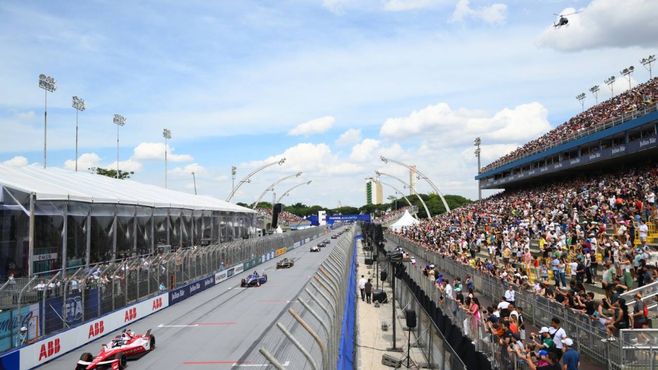 As arquibancadas do Sambódromo do Anhembi para o E-Prix de São Paulo, que teve público de 21 mil pessoas -