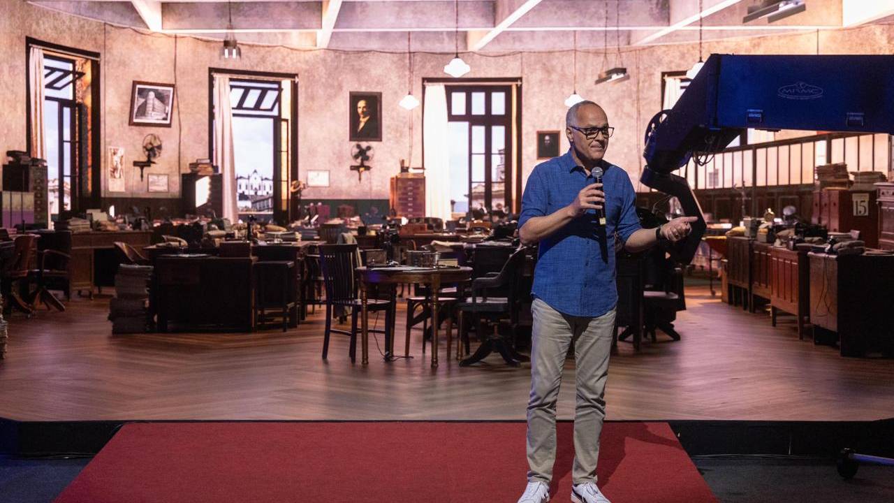 Amauri Soares, diretor executivo da TV Globo, na inauguração do novo estúdio de produção virtual