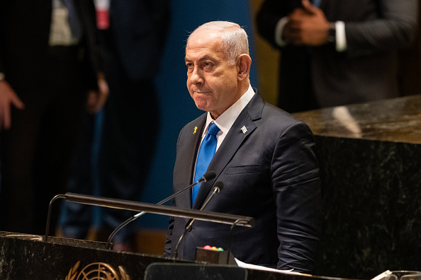 O primeiro-ministro de Israel, Benjamin Netanyahu, durante a Assembleia Geral da ONU em Nova York. 27/09/2024