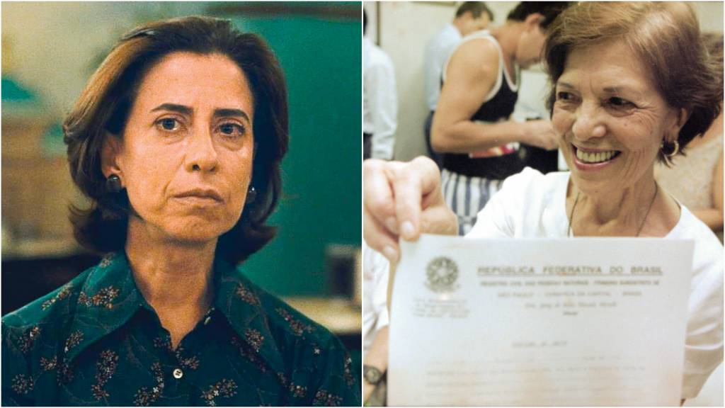 3D-2a—MV5BYWViNmMzOTktZGI5NS00NWVhLWIxMTAtNWNhOGI3YTI2NDExXkEyXkFqcGc@._V1_.jpg FORÇA FEMININA - Eunice Paiva na vida real (à dir.) e na ficção (à esq.): a ativista foi exemplo de resiliência