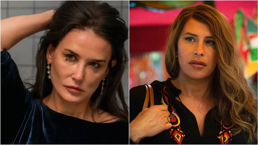 3D-3b-substancia.jpg CONCORRÊNCIA - Demi Moore (à esq.) e Karla Sofía Gascón em 'Emilia Pérez': rivais na briga pelo Oscar