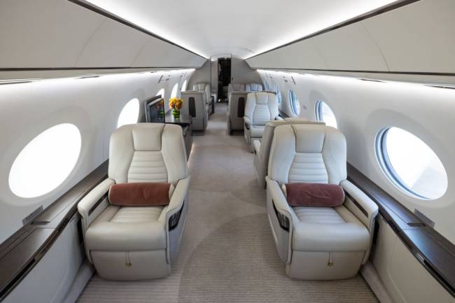 Aircraft Displays At Singapore Airshow Seats onboard a Gulfstream G700 business jet, manufactured by Gulfstream Aerospace Corp., a unit of General Dynamics Corp., on display during the Singapore Airshow in Singapore, on Wednesday, Feb. 21, 2024. The Singapore Airshow is Asia's most influential aerospace and defense exhibition. Photographer: SeongJoon Cho/Bloomberg via Getty Images