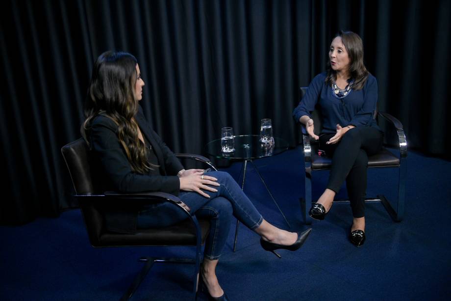Marcela Rahal e Renata Abreu, durante entrevista para o programa Amarelas On Air