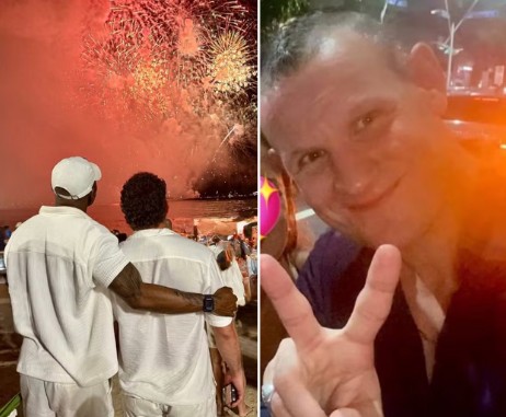 famosos-estrangeiros Karamo Brown e Matt Smith curtem Réveillon no Brasil