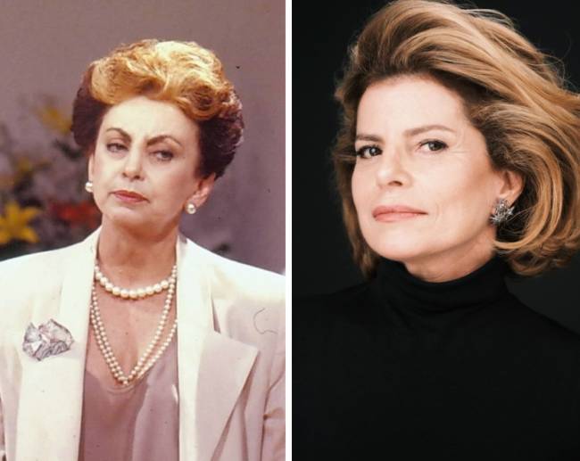 Beatriz Segall como Odete Roitman na primeira versão de 'Vale Tudo' e Débora Bloch pronta para interpretar vilã no remake da novela