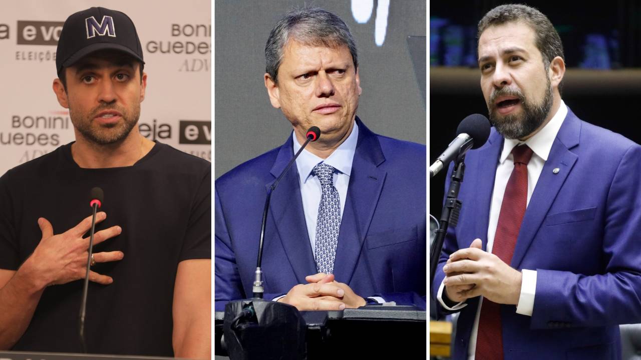 Pablo Marçal, Tarcísio de Freitas e Guilherme Boulos