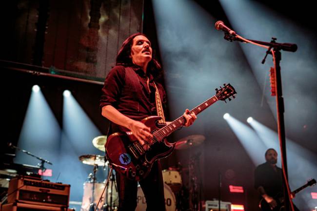 Placebo Perform In Milan MILAN, ITALY - OCTOBER 27: Brian Molko of Placebo performs at Mediolanum Forum of Assago on October 27, 2022 in Milan, Italy. (Photo by Sergione Infuso/Corbis via Getty Images)