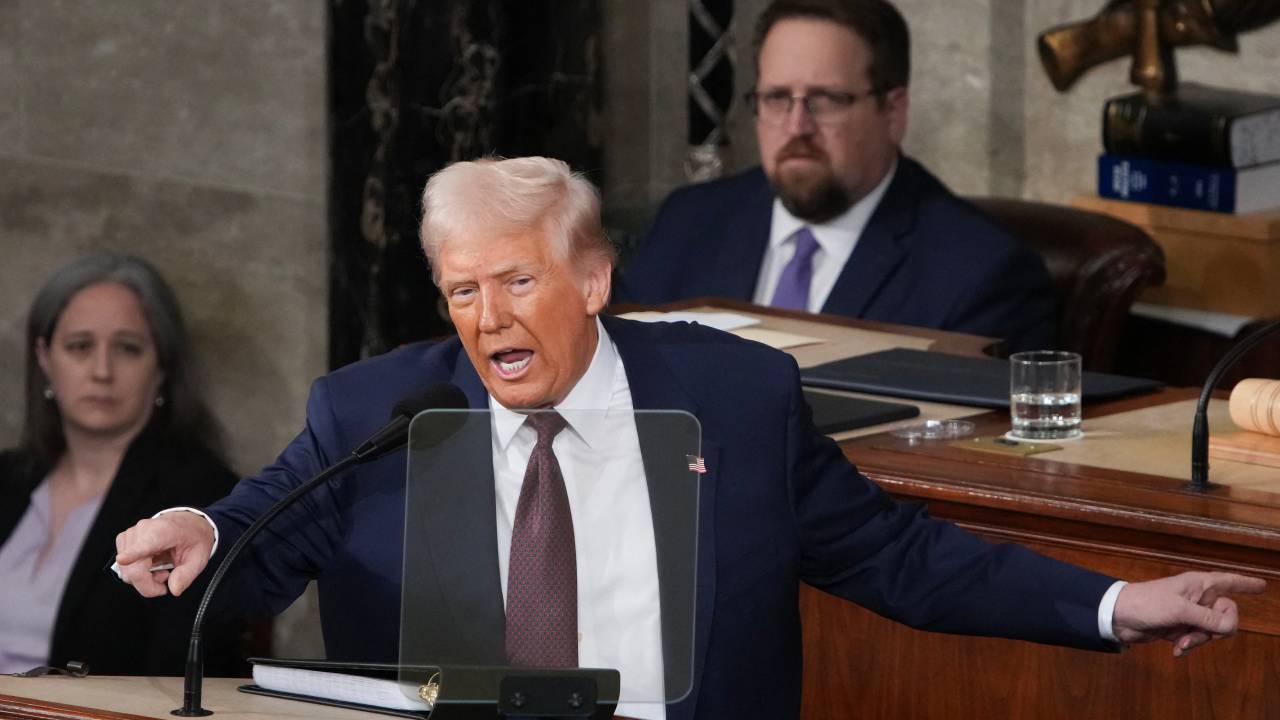 WASHINGTON, DC - MARCH 04: U.S. President Donald Trump addresses a joint session of Congress at the U.S. Capitol on March 04, 2025 in Washington, DC. President Trump was expected to address Congress on his early achievements of his presidency and his upcoming legislative agenda. Andrew Harnik/Getty Images/AFP (Photo by Andrew Harnik / GETTY IMAGES NORTH AMERICA / Getty Images via AFP)