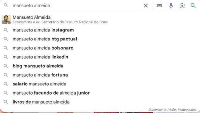 mansueto almeida Buscas feitas no Google em 7 de março de 2025