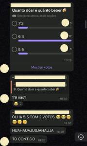 Prints Medicina UFRJ Prints mostram estudantes decidindo o percentual que seria doado ou usado para financiar o evento de recepção dos calouros