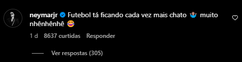 Comentário de Neymar em postagem de Denilson: 