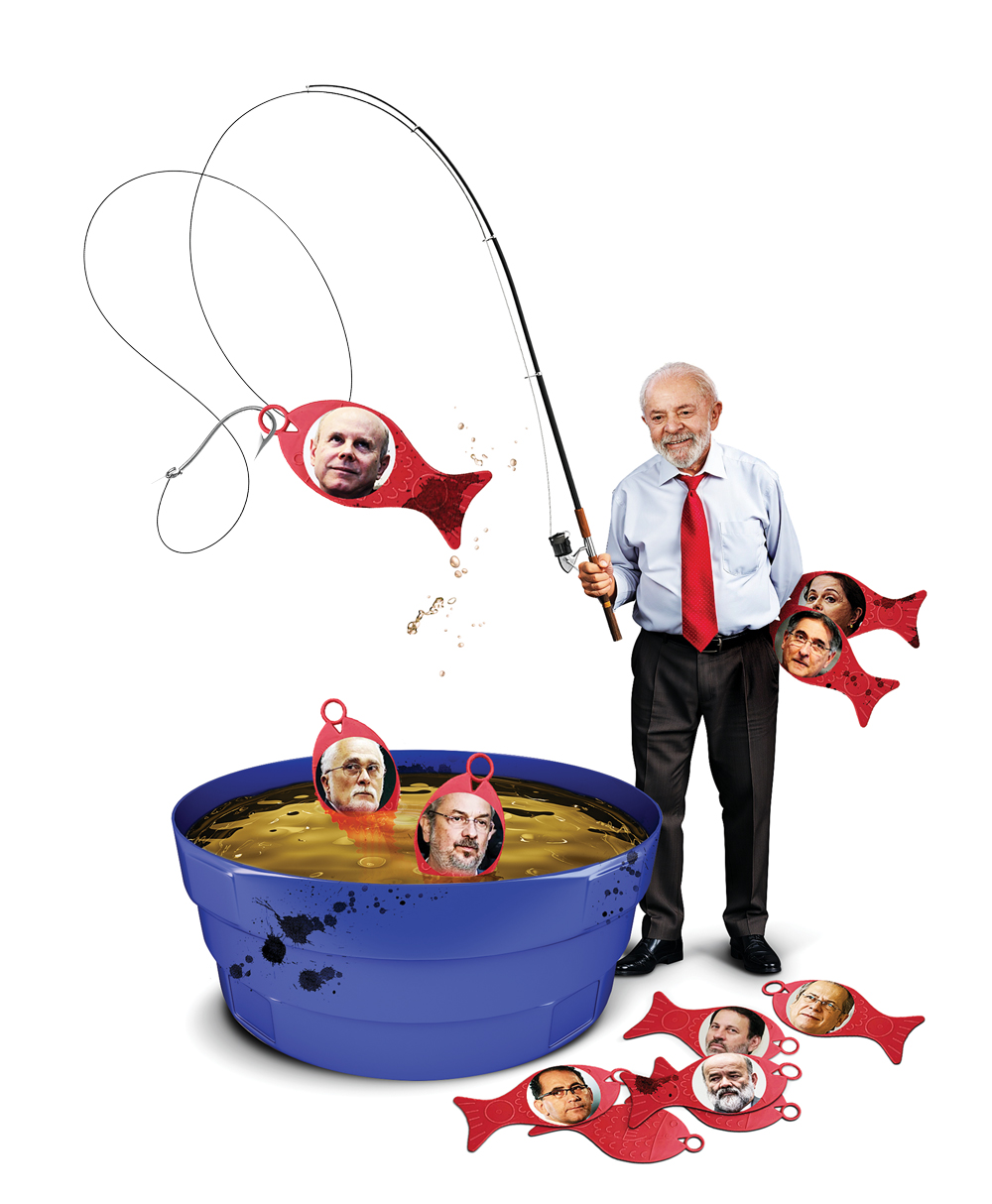 Lula-pescaria-(FLAT) REABILITADOS - O time que o petista nunca esqueceu: a ex-presidente Dilma, o ex-ministro José Dirceu, os ex-deputados João Paulo Cunha e José Genoino, o ex-governador Fernando Pimentel e os ex-tesoureiros Delúbio Soares e João Vaccari