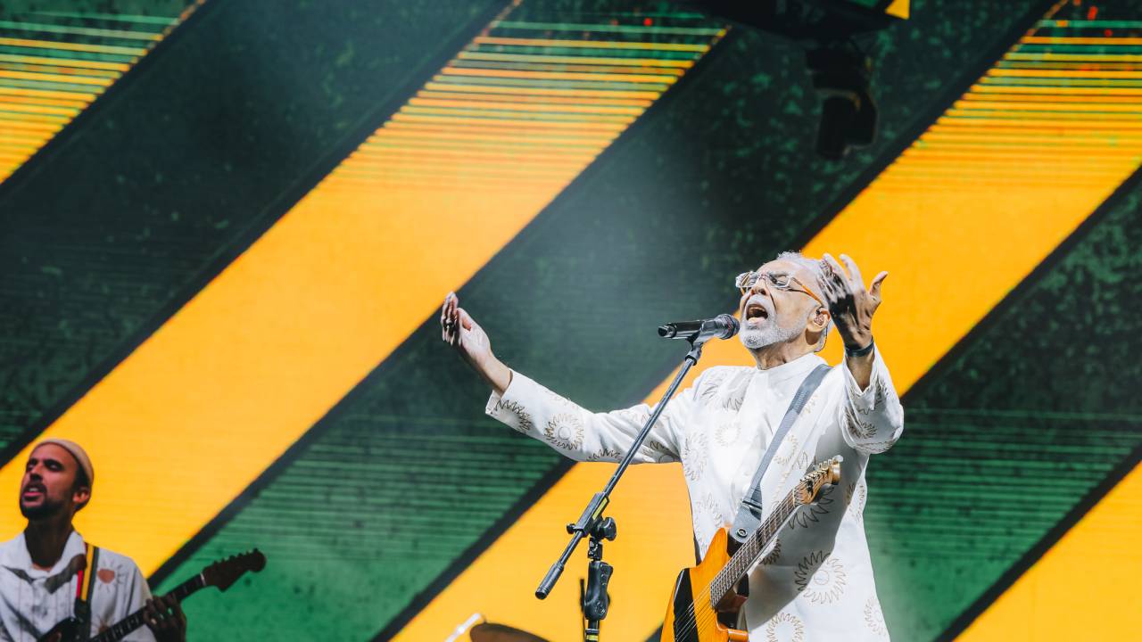 Gilberto Gil se apresenta na turnê “Tempo Rei” em São Paulo em 11/04/2025