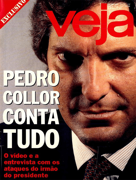 27/05/1992 - "Pedro Collor conta tudo" - Em entrevista exclusiva, Pedro Collor de Mello, irmão do presidente, revela detalhes dos escândalos de corrupção, desvio de dinheiro e tráfico de influência envolvendo PC Farias. A reportagem deu origem ao processo que resultou no impeachment de Collor, em dezembro daquele ano
