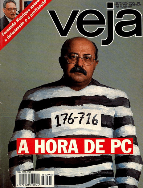 07/07/1993 - "A hora de PC" - Reportagem explica as investigações e processos que levaram à prisão preventiva de PC Farias, pivô do impeachment de Collor por corrupção