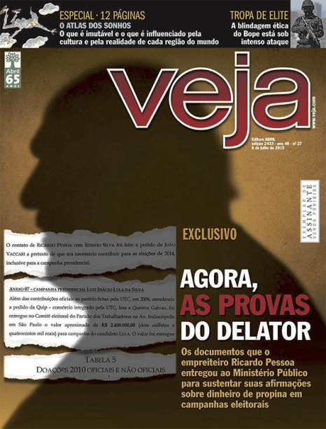 08/07/2015 - "Agora, as provas do delator" - Uma semana após revelar o caso, VEJA publica os documentos que Ricardo Pessoa entregou ao Ministério Público com detalhes das propinas pagas a Fernando Collor e outros políticos