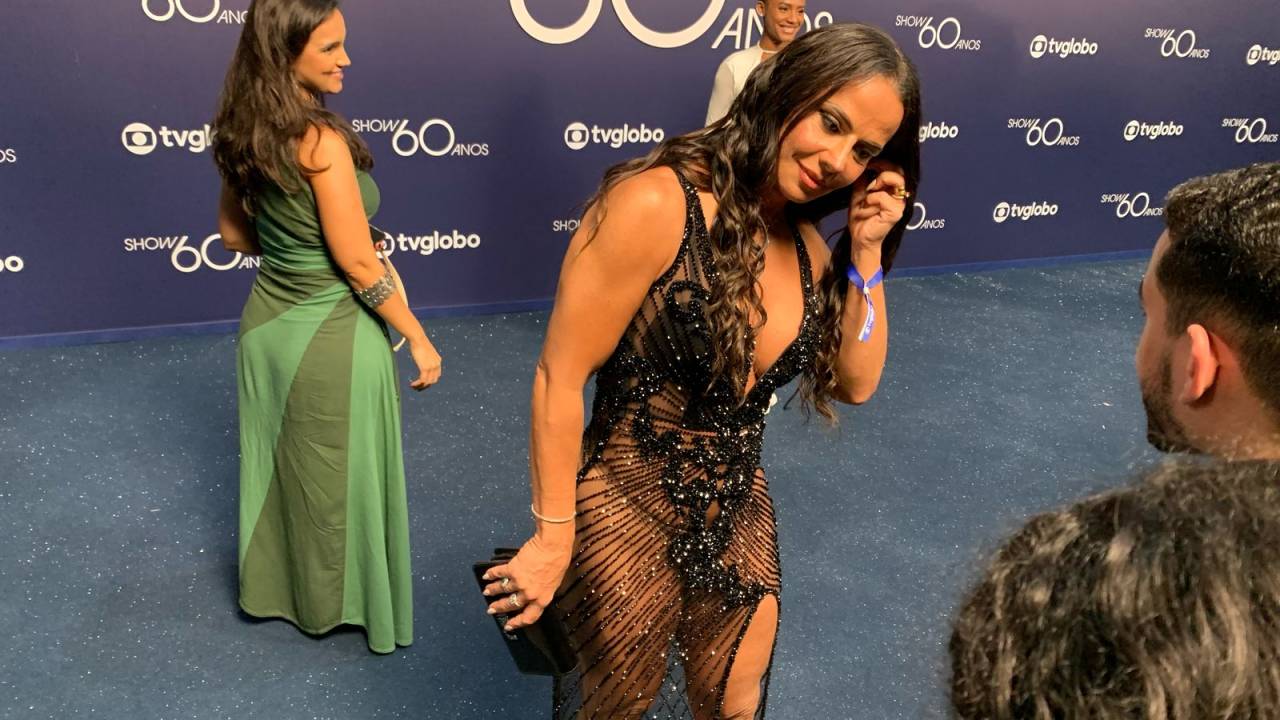 Viviane Araújo na festa de 60 anos da Globo
