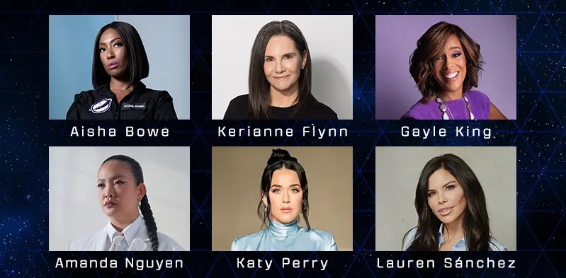 equipe feminina que vai ao espaço no foguete da Blue Origin