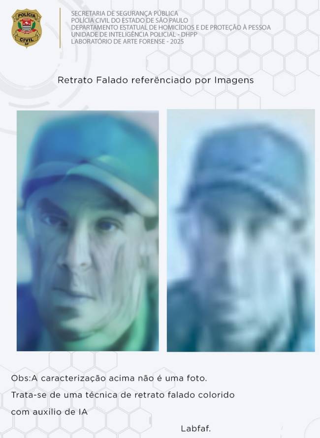 retrato-falado-esteliano-josé-madureira-dhpp Retrato falado de Esteliano José Madureira, suspeito de assassinar a estudante Bruna Oliveira, gerado por peritos da Polícia Civil a partir de imagens de câmeras de segurança.