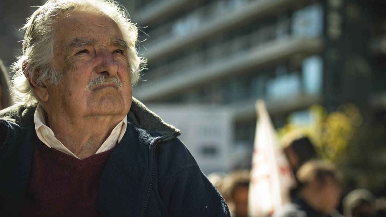 MONTEVIDEO, URUGUAY - MAY 1: A relevant personality who always attends the Workers' Day event in Uruguay is former President of Uruguay, José "Pepe" Mujica, in Montevideo on May 1, 2022.