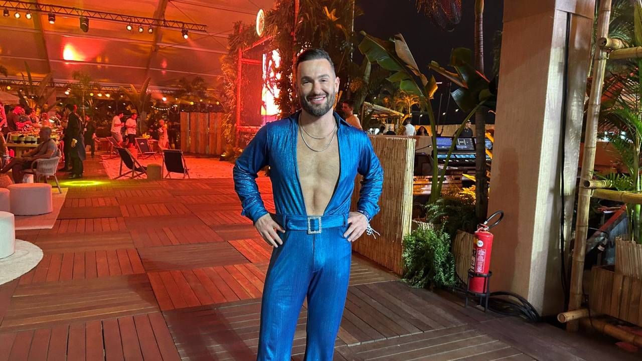 Diego Hypolito na área VIP do show de Lady Gaga