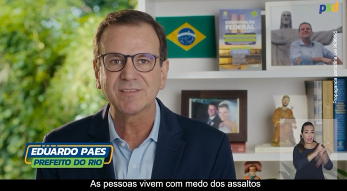 Eduardo Paes em propaganda do PSD: prefeito explora insegurança dos fluminenses