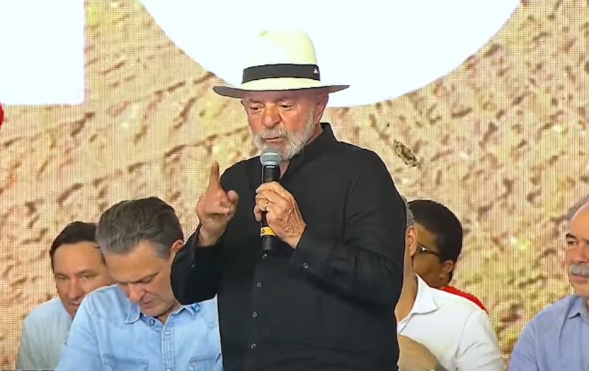 O presidente Lula, neste sábado, em evento em Campo Verde (MT)