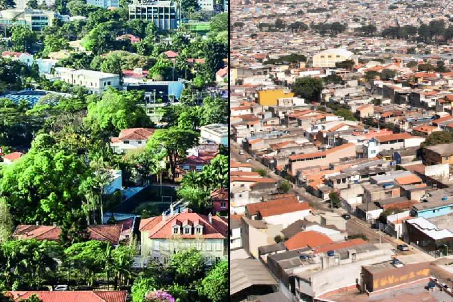 Vista aérea dos bairros Jardim Paulista (à esquerda) e Vila Jacuí (à direita), na cidade de São Paulo