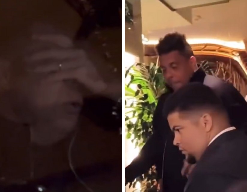 Ronaldo deixando restaurante cambaleado
