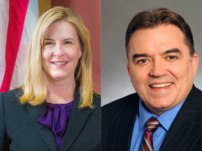 COMBO-US-POLITICS-SHOOTING-MINNESOTA (COMBO) This combination of pictures created on June 14, 2025 shows the official handout picture dated January 8, 2019 of Minnesota State Representative Melissa Hortman and an official handout picture dated November 11, 2020 of Minnesota State Senator John Hoffman a Democrat from Champlin.. A gunman shot two Democratic state lawmakers in Minnesota early on June 14, 2025, killing Hortman and her husband and wounding the other, Senator John Hoffman, in what the northern US state's governor said were