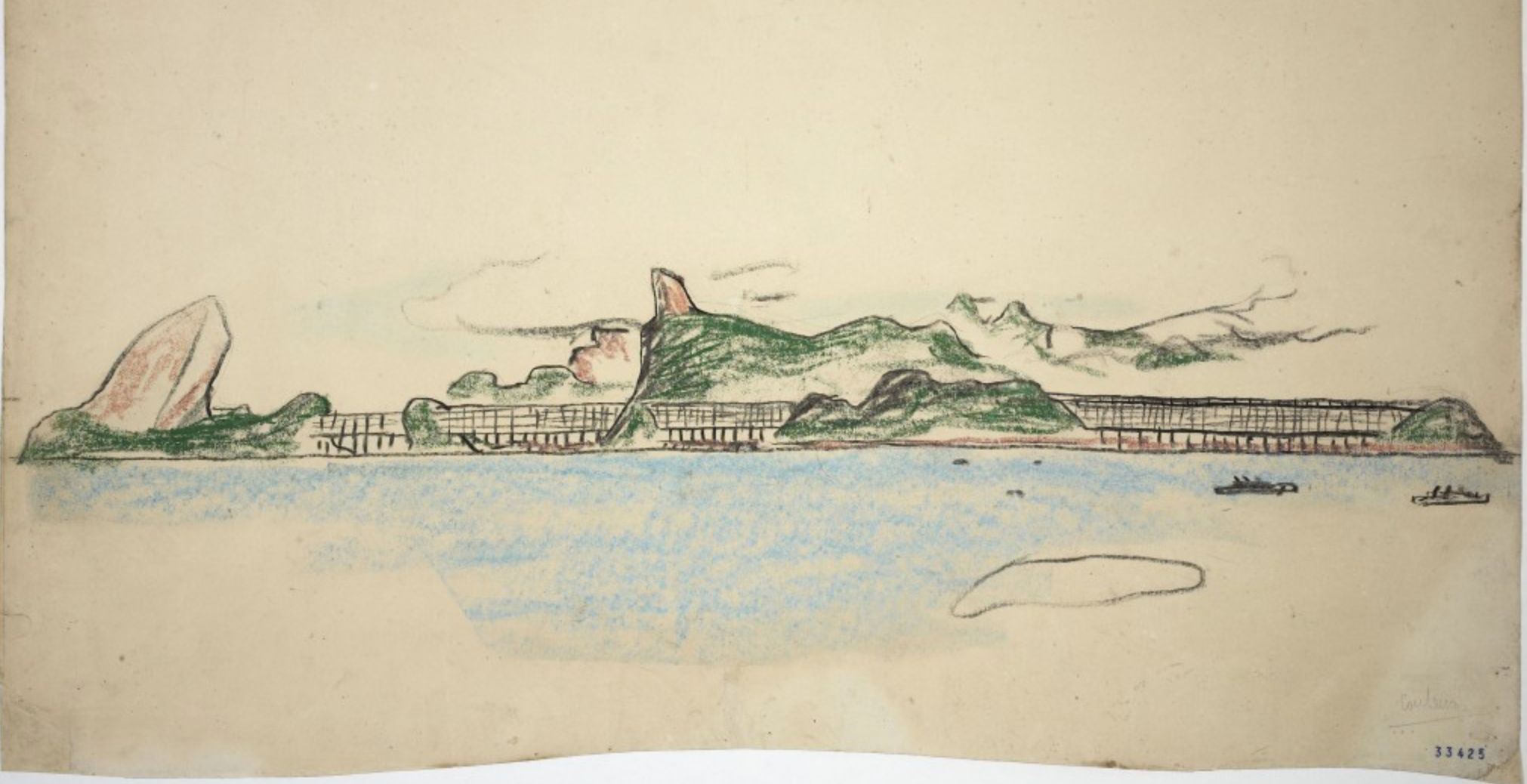 Le Corbusier, Plano para a cidade do Rio de Janeiro (vista da Baía da Guanabara), 1929