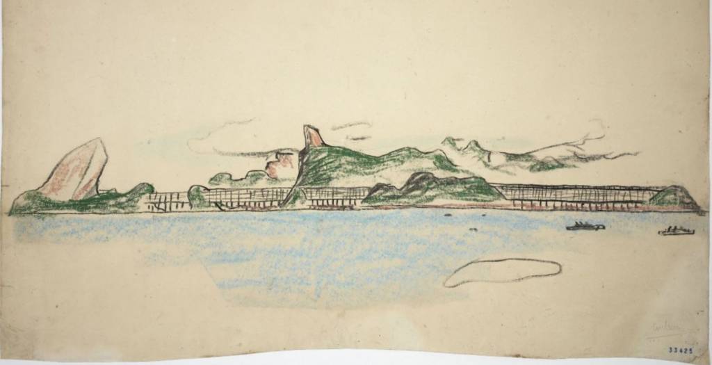 Le Corbusier, Plano para a cidade do Rio de Janeiro (vista da Baía da Guanabara), 1929